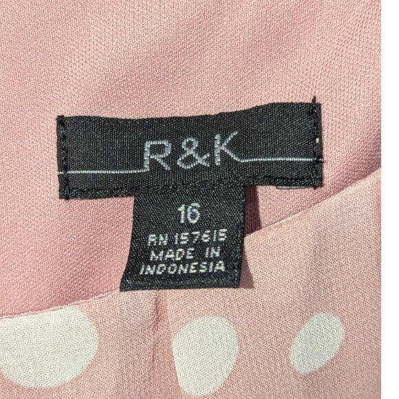 🖤 BF🔥 R & K Pink Polka Dot Chiffon Maxi Dress – Size 16 – NWT - Picture 5 of 6